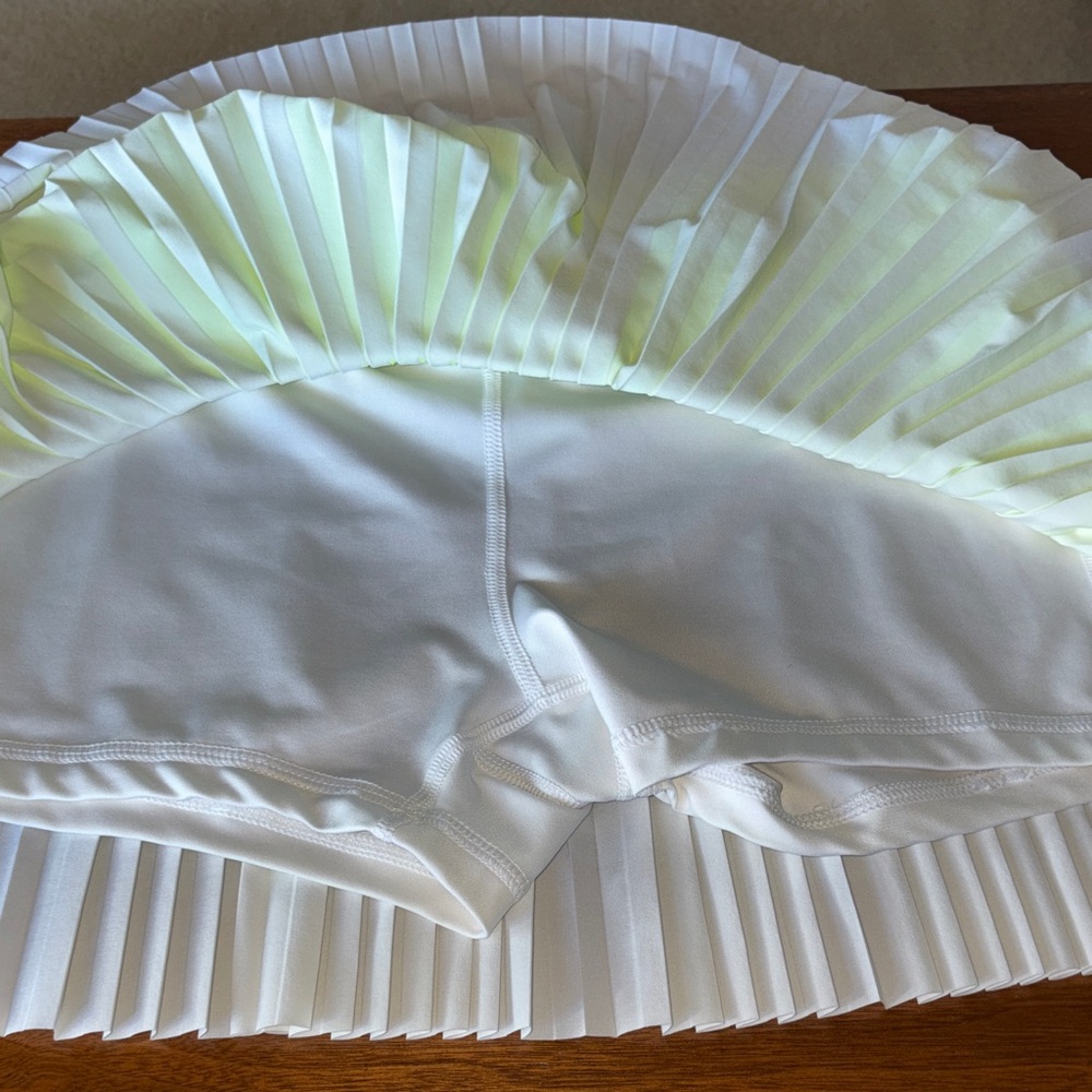 Nike Women's Neon Yellow and White Pleated Skater Skirt - Picture 4 of 6